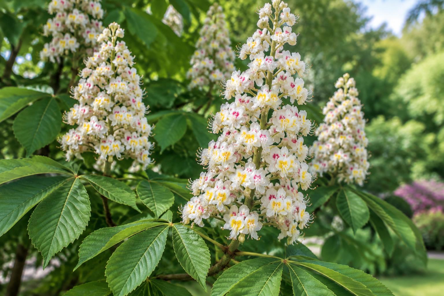 Racimos blancos de flores de White Chestnut